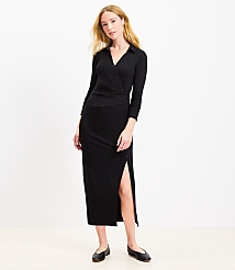 Petite Knotted Button Wrap Midi Dress carousel Product Image 2