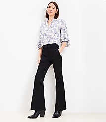 Petite Pintucked Sutton Flare Pants in Bi-Stretch carousel Product Image 1