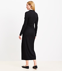 Petite Knotted Button Wrap Midi Dress carousel Product Image 3
