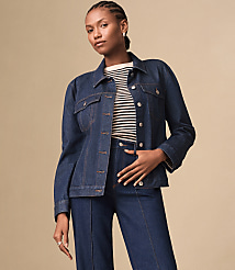 Seamed Denim Trucker Jacket in Classic Rinse Wash carousel Product Image 4