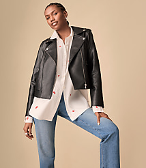 Pebbled Faux Leather Moto Jacket carousel Product Image 4