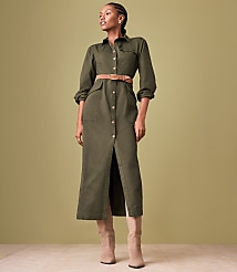Twill Midi Pocket Shirtdress carousel Product Image 5