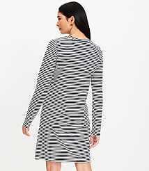 Striped Side Button Long Sleeve Mini Dress carousel Product Image 3