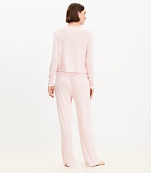 Heathered Henley Wide Leg Pajama Set carousel Product Image 3