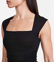 LOFT Versa 360 Knit Ruched Square Neck Bodysuit carousel Product Image 3