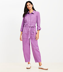 Denim Utility Jumpsuit in Moody Magenta carousel Product Image 2