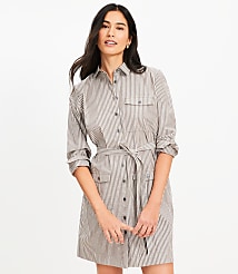 Stripe Belted Mini Pocket Shirtdress carousel Product Image 1