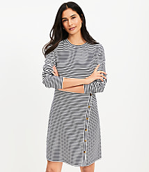 Striped Side Button Long Sleeve Mini Dress carousel Product Image 1