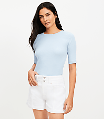 Perfect Ribbed Elbow Sleeve Tee carousel Product Image 1