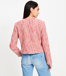 Petite Fringe Tweed Collarless Jacket carousel Product Image 3