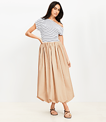 Petite Poplin Ruched Bubble Midi Skirt carousel Product Image 2