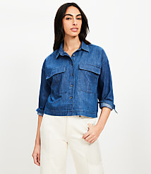 Petite Chambray Wide Sleeve Modern Utility Shirt carousel Product Image 2