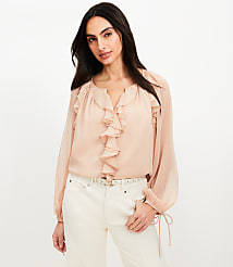 Chiffon Ruffle Tie Cuff Blouse carousel Product Image 3