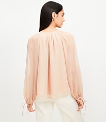 Chiffon Ruffle Tie Cuff Blouse carousel Product Image 4
