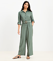 Button Tab Belted Jumpsuit carousel Product Image 1