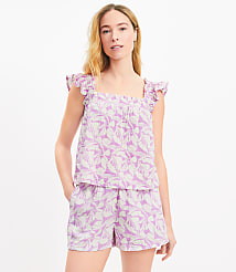 LOFT Beach Swirl Gauze Ruffle Strap Top carousel Product Image 1