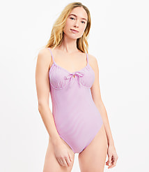 LOFT Beach Striped Front Tie One Piece Swimsuit carousel Product Image 1