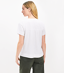 Pintucked Henley Mixed Media Top carousel Product Image 2