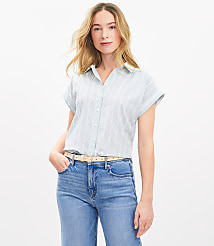 Petite Striped Seersucker Dolman Everyday Shirt carousel Product Image 2