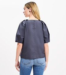 Poplin Button Sleeve Top carousel Product Image 3