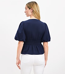 Pintucked V-Neck Peplum Blouse carousel Product Image 3