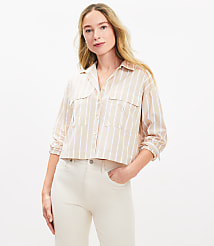 Striped Poplin Wide Sleeve Modern Utility Shirt carousel Product Image 2