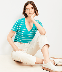 Striped Everyday V-Neck Tee carousel Product Image 1