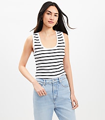 Petite Stripe Perfect Ribbed Scoop Neck Tank Top carousel Product Image 2