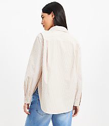 Petite Striped Poplin Everyday Relaxed Pocket Shirt carousel Product Image 2