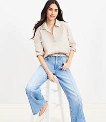 Petite Striped Poplin Everyday Relaxed Pocket Shirt carousel Product Image 1