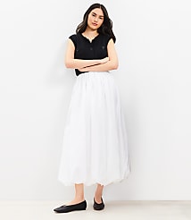 Petite Poplin Ruched Bubble Midi Skirt carousel Product Image 1