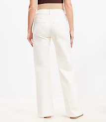 Petite Seamed Wide Leg Jeans in Ivory carousel Product Image 3
