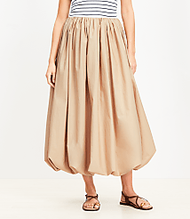 Petite Poplin Ruched Bubble Midi Skirt carousel Product Image 3