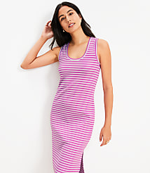 Petite Stripe Perfect Ribbed Tank Midi Dress carousel Product Image 2