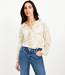 Petite Floral Tie Neck Flare Sleeve Blouse carousel Product Image 3