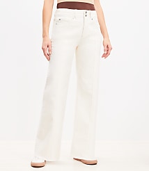 Petite Seamed Wide Leg Jeans in Ivory carousel Product Image 2