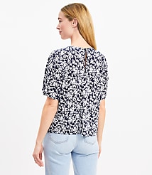 Petite Floral Ruched Raglan Mixed Media Top carousel Product Image 3