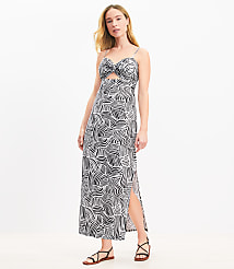 LOFT Beach Spiral Linen Blend Cutout Twist Midi Dress carousel Product Image 3