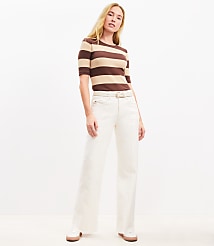 Petite Seamed Wide Leg Jeans in Ivory carousel Product Image 1
