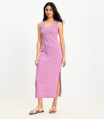 Petite Stripe Perfect Ribbed Tank Midi Dress carousel Product Image 1