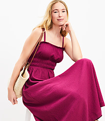 Seersucker Smocked Strappy Maxi Pocket Dress carousel Product Image 1