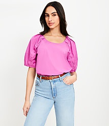 Poplin Button Sleeve Top carousel Product Image 1