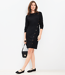 Petite Side Button Long Sleeve Mini Dress carousel Product Image 2