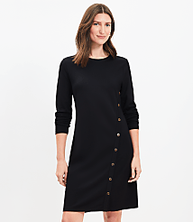 Petite Side Button Long Sleeve Mini Dress carousel Product Image 1