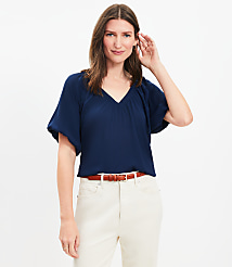 Mixed Media V-Neck Top carousel Product Image 2