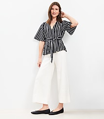 Striped Poplin Pleated Belted Top carousel Product Image 3
