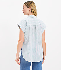 Petite Striped Seersucker Dolman Everyday Shirt carousel Product Image 3