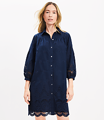 Tall Eyelet Mini Shirtdress carousel Product Image 1