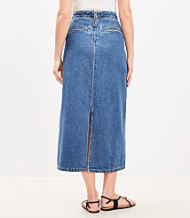 Denim Patch Pocket Midi Skirt in Classic Mid Wash carousel Product Image 3