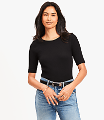 Petite Perfect Ribbed Elbow Sleeve Tee carousel Product Image 2